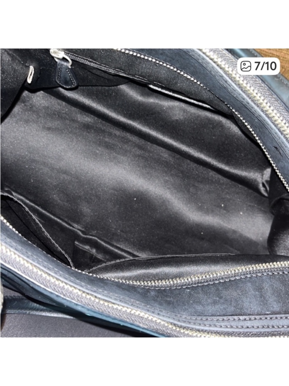 Coach Black Leather Double-Handle Shoulder Tote - Picture 7 of 9